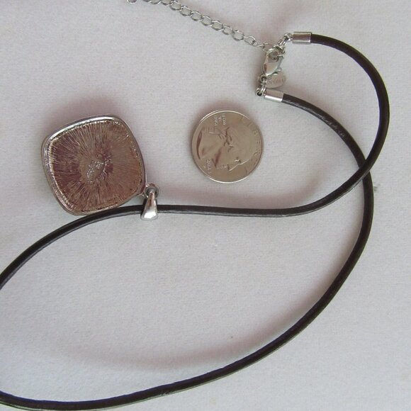 Lia Sophia 'Sheridan' silver & black enamel pendant necklace & earrings - Picture 6 of 9